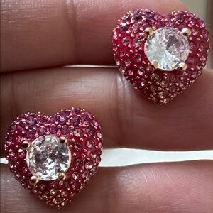 Elegant Heart-Shaped Pink Stud Earrings